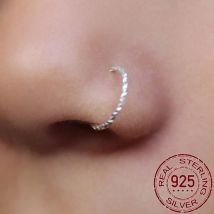 Indien Nase ring hoop 925 sterling silber dünne nase piercing für frauen männer twist zirkon knorpel tragus helix hoop ohrring