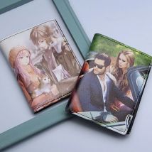 Personalisierte Geldbörsen für Herren, hochwertiges PU-Leder für ihn, bedruckt mit zwei Fotos, kurze Geldbörse, individuelles Geschenk für Männer, Vatertag, Trauzeuge