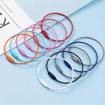 2PCS Locking Cable Wire Hanging Luggage Tag Loop Metal Keychain Stainless Steel Wire Rope Keyring Screw Lock Key Ring Holder