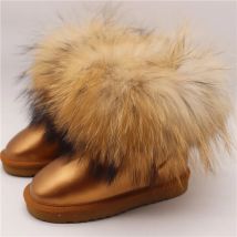 Klassische Fuchs pelz Stiefel für Mädchen Jungen Schneeschuhe Echt leder Winter warme Kinderschuhe Plüsch Pelz Botas Kinder Zapatos
