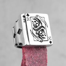 Grim Reaper Poker King Skull Edelstahl Herren Ringe Gothic Punk für männlichen Freund Biker Schmuck Kreativität Geschenk Großhandel