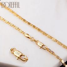 DOTEFFIL 925 Sterling Silber 16/18/20/22/24/26/28/30 Zoll 2 mm Gold Charm Kette Halskette für Frauen Mann Hochzeit Modeschmuck