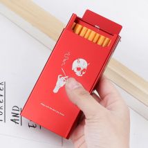 Dünne dame Zigarette Box Fall Für Frauen Kreative Designs Schädel Rauchen Zitate Aluminium Legierung Metall Rot Schwarz Rutsche Persönlichkeit