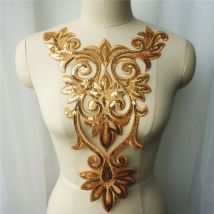Gold Pailletten Eule Gestickte Stoff Borte Hochzeit Kleid Appliques Kragen Mesh Nähen Eisen Auf Patches Für Kleid DIY Dekoration