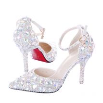 GOHYPDUG Damen AB Strass Kristall Hochzeitsschuhe Abschlussfeier Abschlussball Schuhe Nachtclub