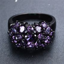Nette Weibliche Lila Rot Blau Grün Zirkon Stern Blume Ringe Vintage Schwarz Gold Farbe Mehrfarbige Hochzeit Schmuck Für Frauen Geschenke