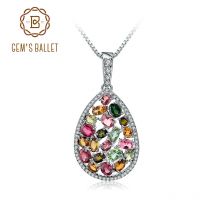 GEM'S BALLETT 1,16 Ct Bunte Natürliche Turmalin Anhänger Halskette Solide 925 Sterling Silber