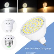 10Pcs/UN Sacco di 12V 24V 110V 220V GU10 HA CONDOTTO Il Riflettore MR16 Lampada Della luce del Punto lampadina E27 Led lampara bombillas gu 10 2835 Luce 4W 6W 8W
