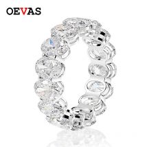 OEVAS 100 % 925 Sterling Silber Oval High Carbon Edelstein Verlobungsring Party Cluster Ring Ehering