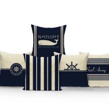 Kissenbezug Meer Blau Kompass Gedruckt Anker Muster Marine Schiff Dekokissen Fall Dekor Sofa Bett Kissenbezug Cojines Almofadas