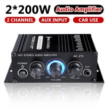AK270 400W 12V Hifi Power Amplifier Stereo Home Car BASS Audio Amp Music Player Car Speaker Class D Car Home Sound Power Amp AUX