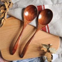 Wooden Spoon Cooking Spoon Bamboo Wave Pattern Kitchen Cooking Utensil Tool Soup Teaspoon Catering for Kitchen Dessert Tableware