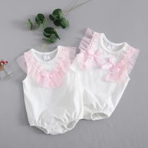 Sommer Spitze Bogen Neugeborenen Baby Mädchen Bodys Weiß Baumwolle Overall Onesie Kleidung