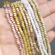 3*2mm Natürliche Rose Gold Silber Farbe Hämatit Perlen Matt Polnischen Matte Perlen Für Schmuck Machen DIY Armband zubehör 15''