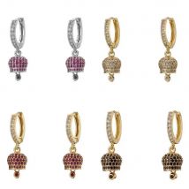 HECHENG, 1 paio, orecchini a campana piccola, gioielli a forma di campana, per orecchini Jingle Bell da donna, regali con strass