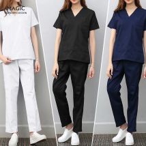 2 stücke Peelings Eingestellt Spa Uniformen Gesundheit Arbeiter Uniform Kleidung Kosmetikerin Arbeit Kleidung Scrubs Tops Hosen Unisex Frauen Männer Arbeitskleidung