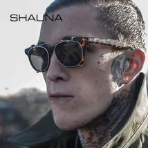 SHAUNA Retro Quadrat Steampunk Frauen Polarisierte Sonnenbrille Mode Abnehmbare Trennbare Linse Brillen UV400