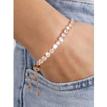 Tennis Bracelets For Women Shining White Gold Color Single-layer Zircon Adjustable Slider Buckle Charm Bracelet Fashion Jewelry