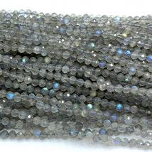 Veemake Blue Labradorite Faceted Small Round Women's Beads For Jewelry Making DIY Natural Necklace Bracelets Earrings Ring 06760