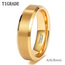 Tigrade vergoldeter Ehering für Frauen, 2/4/6/8 mm breit, gebürstetes Wolfram, Herrenring, luxuriöser Jubiläumsschmuck als Geschenk für Paare