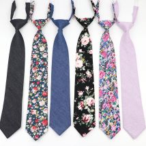 Boys Girls Skinny Ties Casual Floral Solid Color Cotton Small Tie Slim Lazy person Student Tie For Wedding Party Schhol Cravat