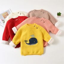 Warme kinder Pullover Baby Jungen Mädchen Kind Winter Kleidung Infant Cartoon Whale Design Pullover Kleinkind Oansatz Samt Pullover