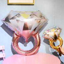 1pcs Rose Gold Diamond Ring Foil Balloon Valentine's Day Theme party Lover Ring Romantic Wedding Marriage Decoration Balloons