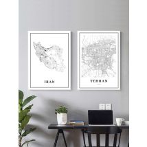 Tehran Area Iran Map Prints City Street Poster Islamic Republic of Iran Persia Persian Map Canvas Painting Living Room Decor
