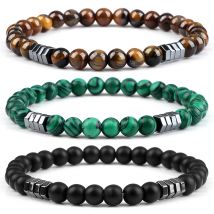 Geometryczne bransoletki z koralików hematytowych 6 mm Tiger Eyr Matte Lava Natural Stone Bransoletka męska Biżuteria dla kobiet Uzdrawiająca bransoletka do jogi Prezent