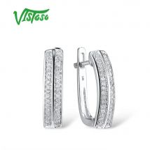 VISTOSO Gold-Ohrringe für Damen, 14 K 585 Weißgold, funkelnder Luxus-Diamant, Ehering, Verlobung,