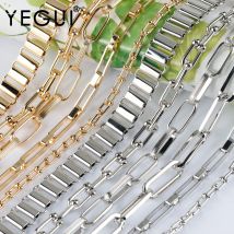 YEGUI C203, DIY-Kette, 18 Karat vergoldet, Kupfermetall, rhodiniert, handgefertigte Kette, Schmuckherstellung, DIY-Armband-Halskette, 1 m/Los