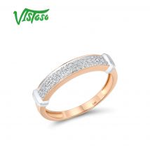 VISTOSO-anillo de oro de dos tonos para mujer, sortija de oro de 14 quilates 585, Diamante brillante clásico eterno, regalo de aniversario de boda, joyería fina