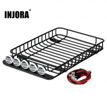 INJORA 232 x 145 mm Metall-Dachträger mit 5 LED-Leuchten für 1/10 RC Crawler Car TRX-4 Axial SCX10 90046 SCX10 III AXI03007