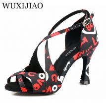 WUXIJIAO heiß verkaufte Druck-Latin-Tanzschuhe für Damen, nationale Standard-Tanzschuhe, Party-Square-Tanzschuhe, weiche Sohle, 9 cm