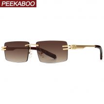 Peekaboo Retro-Rechteck-Sonnenbrille, randlos, männlich, Gold, Metall, weiblich, quadratisch, Sonnenbrille, Herren, ohne Rahmen, 2021, UV400, heiß verkauft