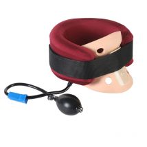 Zervikales Nacken-Traktionsgerät, aufblasbares, verstellbares Kopf-Nacken-Stützkissen mit großer Pumpe – orthopädisches Nacken-Stretcher-Kragen