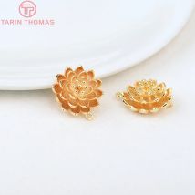 (806) 6PCS 18MM 24K Gold Farbe Überzog Messing Blume Charms Verbinder Anhänger Hohe Qualität Diy Schmuck Zubehör