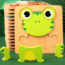 Wysokiej jakości 3D drewniane Puzzle dziecko kreskówka ruch zwierząt układanki wczesnego uczenia się