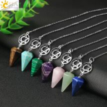 Csja Amulett Weissagung Pendel Naturstein Anhänger Heilung Kristall Punkt Pendel Wicca Meditation Chakra Schmuck g719