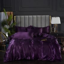 NEUES Rayon-Bettwäsche-Set für Einzel-, Doppel-, Queen-Size-Bett, hochwertiger, einfarbiger Satin-Bettbezug