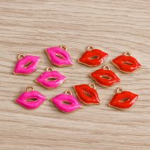 10 Stück 17*12mm Emaille Sexy Rote Lippen Charms Anhänger für Halsketten Schlüsselanhänger DIY Charms Handarbeit Handwerk Schmuck Zubehör Herstellung