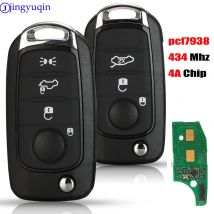 jingyuqin 3/4 Buttons 434MHZ 4A Chip PCF7938 Fernauto-Schlüssel für FIAT TYPE Toro 500X mit neuer Fernbedienung