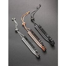 CZ Tennis Bracelets for Women Unique Black Crystal Bangle Rose Gold Color Adjustable Hand Chain Friends Jewelry Wholesale DZH051