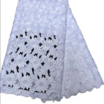 High quality handcut embroidered African fabric lace for wedding 5 Yards pure white swiss voile lace for party n88130