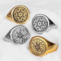 Konstellation Schutzpatron Davidstern Amulett Edelstahl Herrenringe für männlichen Freund Schmuck Kreativität Geschenk Großhandel