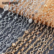 GUFEATHER, 1 m/lotto, C210, catena fai da te, pass REACH, senza nichel, oro 18k rodiato, rame, fascino, creazione di gioielli, collana braccialetto fai da te
