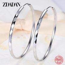 ZDADAN 925 Sterling Silber 30/40/50/60 mm Kreis Creolen für Frauen Fashion Party Schmuck Geschenke