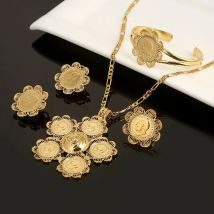 Äthiopischen Gold Farbe Münze Schmuck Set Frauen Männer Trendy Afrika Münze Eritrea Habesha Schmuck