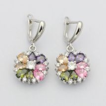 Natürliche Multicolor Zirkonia Ohrringe 925 Sterling Silber Schmuck Tropfen Baumeln Ohrringe Mit Stein Für Frauen Hochzeit