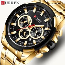 CURREN Orologi da uomo Top Brand Orologio sportivo grande Orologio da uomo di lusso in acciaio militare Orologi da polso al quarzo Cronografo Orologio maschile dal design in oro